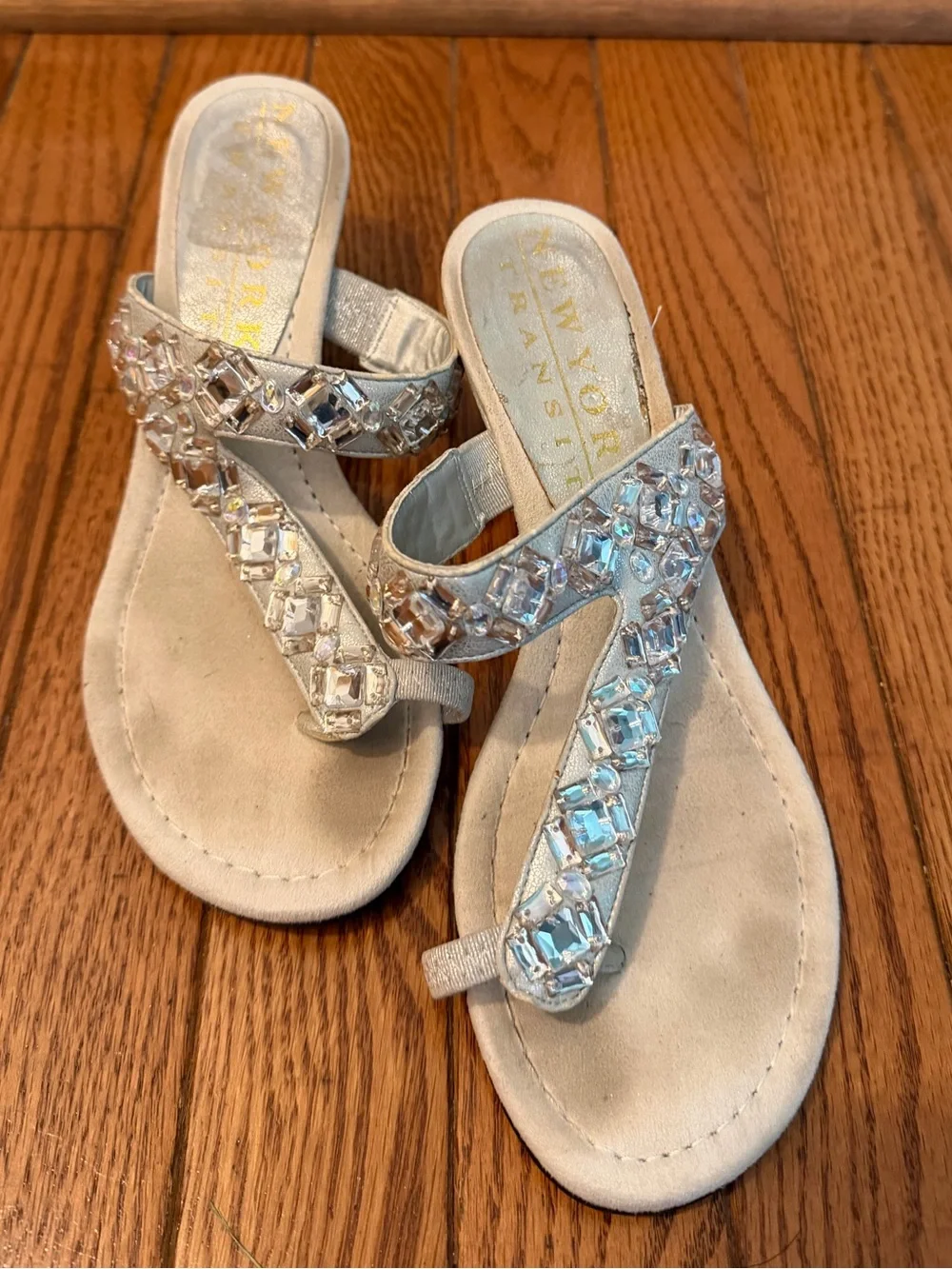 Ivory Crystal Embellished Wedge Sandals